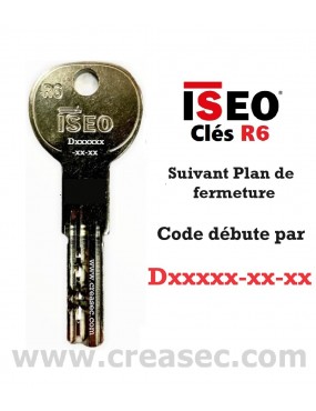 Clé ISEO r6 sur plan de fermeture