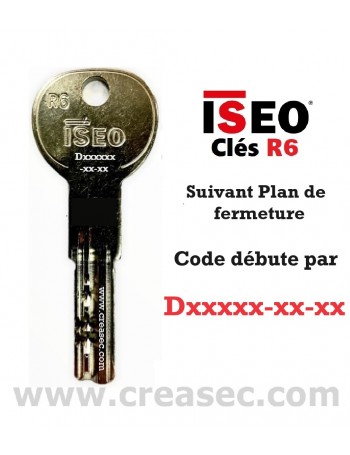 Clé ISEO r6 sur plan de fermeture