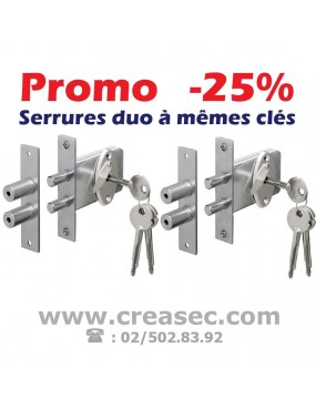 duo de serrures 2 points encastrée