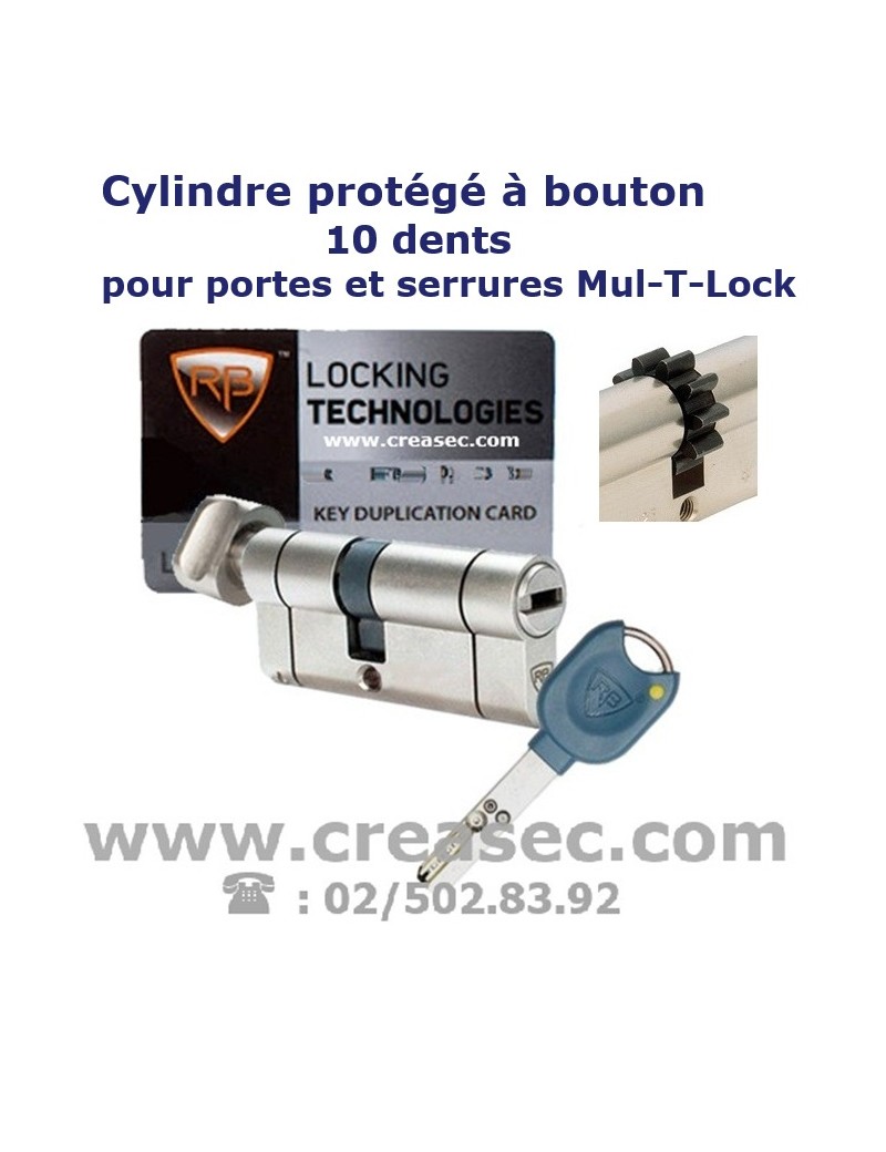 Cylindre a bouton 10 dents pour porte blindée
